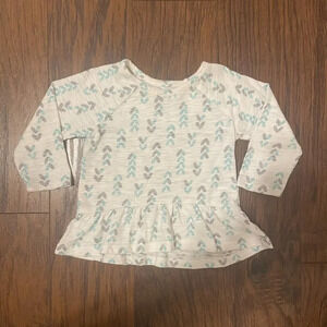 9M Jumping Beans Blue & Gray Heart Tee, Peplum, Long Sleeve, Lightweight